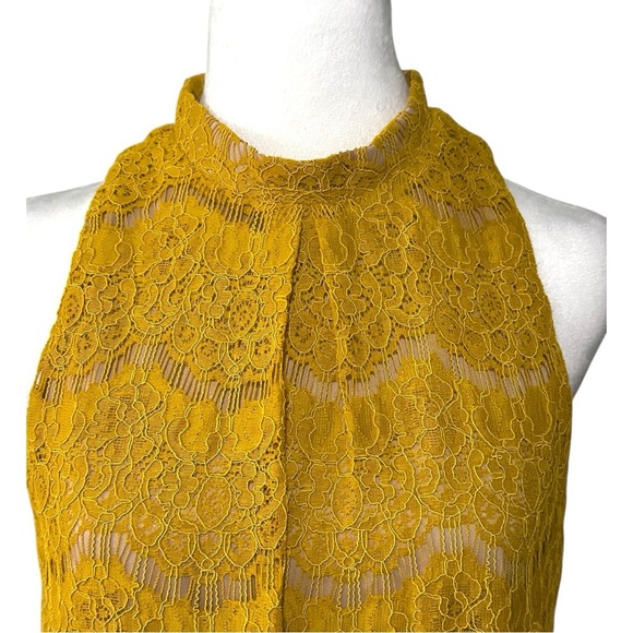 love, Fire Mustard Lace Halter Blouse medium - Picture 2 of 5